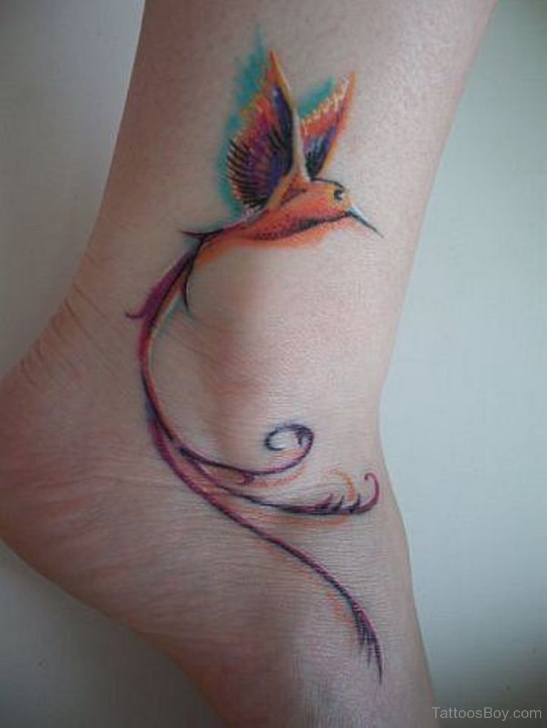 Hummingbird Bird Ankle Tattoo For Girls