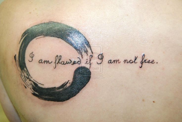 I Am Flawed If I Am Not Free - Black Zen Buddhism Circle Tattoo Design For Back Shoulder By Griffarion
