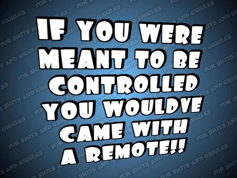 If you were meant to be controlled you would've came with a remote.