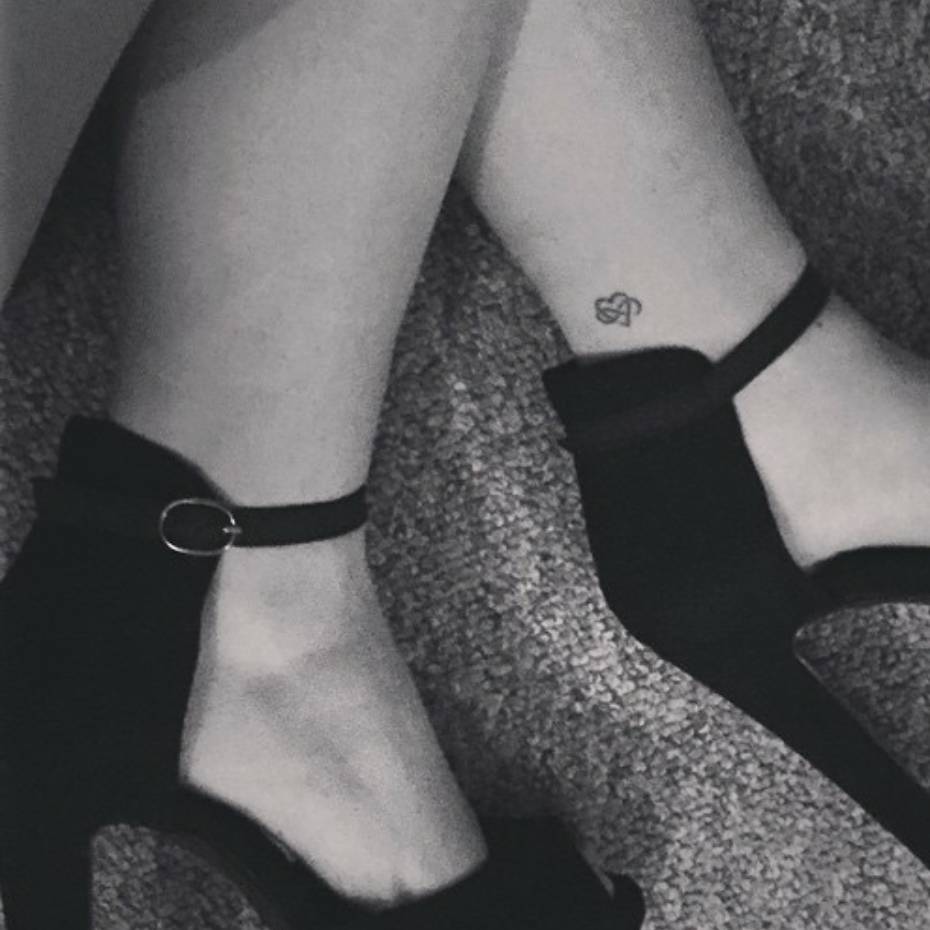 Infinity Heart Tattoo On Girl Ankle