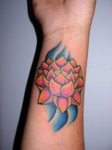 Japanese Lotus Flower Tattoo On Wrist For Girls