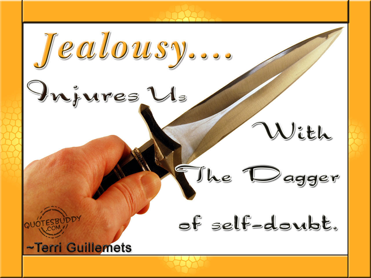 Jealousy Injures Us With The Dagger Of Self – Doubt. Terri Guillemets