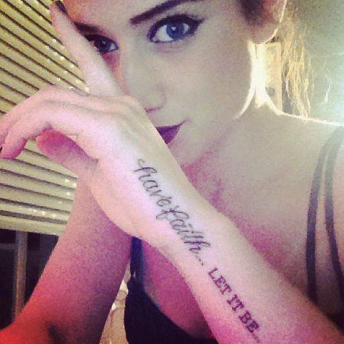 Katie Waissel Side Hand Have Faith Tattoo