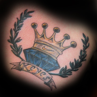 Keyes Banner And Crown Diamond Tattoo Design