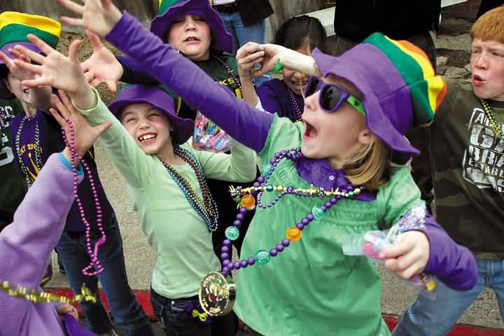 Kids In Mardi Gras Parade