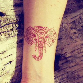 Latest Henna Elephant Head Tattoo Design For Wrist