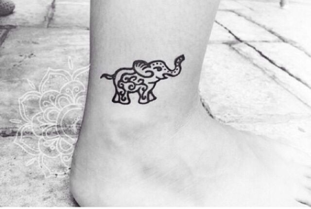 Latest Little Elephant Tattoo On Right Ankle