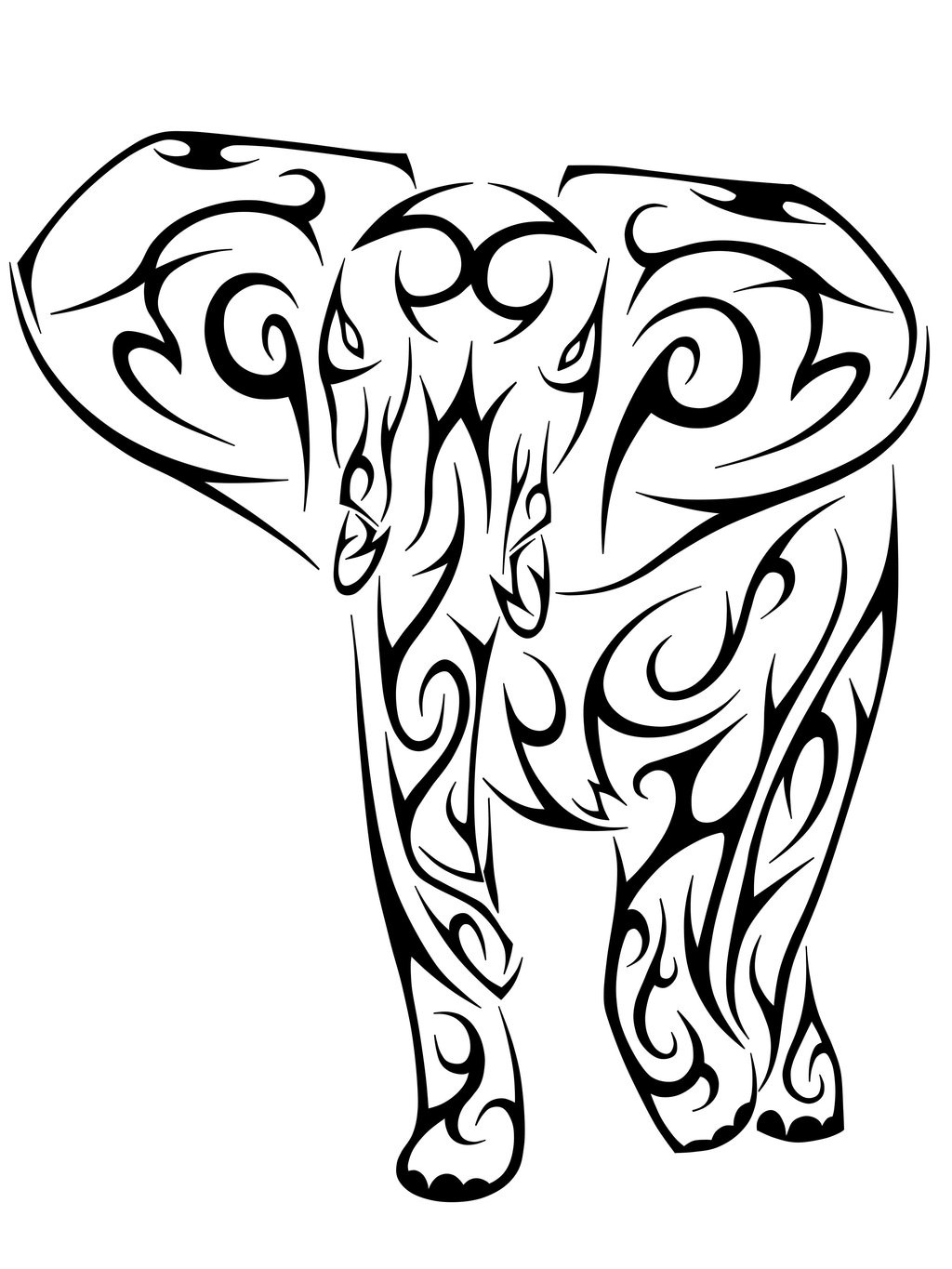 Latest Tribal Elephant Tattoo Stencil