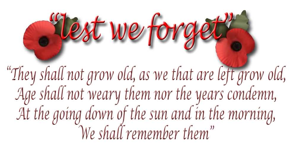 Lest We Forget We Shall Remember Them Remembrance Day