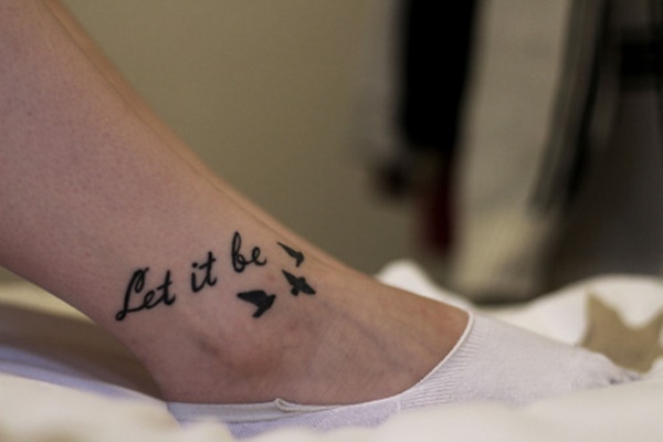 Let It Be Flying Birds Ankle Tattoo