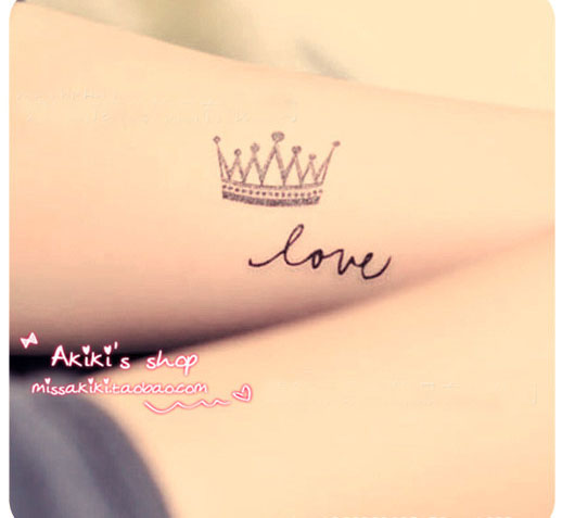 Love Crown Tattoo On Leg