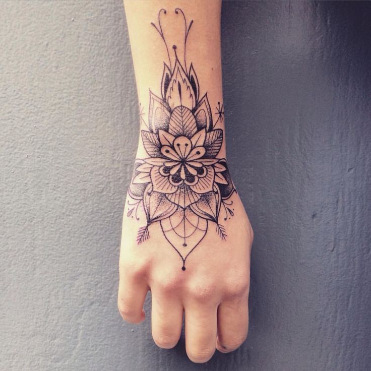 Mandala Flower Hand Tattoo For Girls