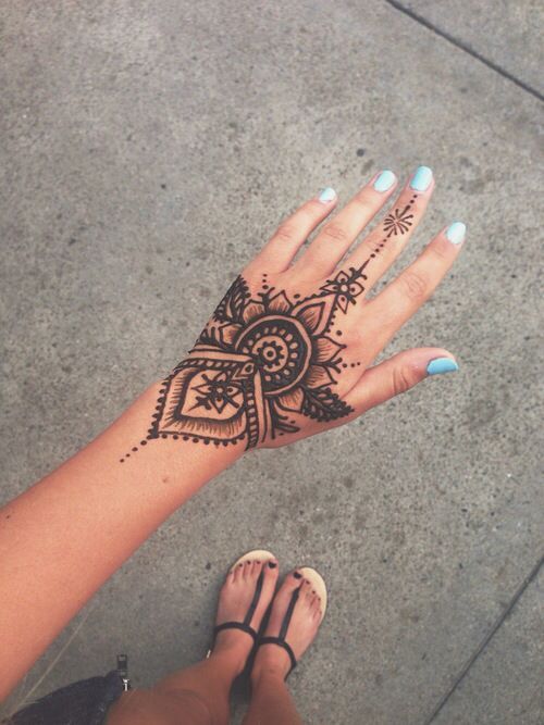 Mandala Flower Tattoo On Left Hand For Girls