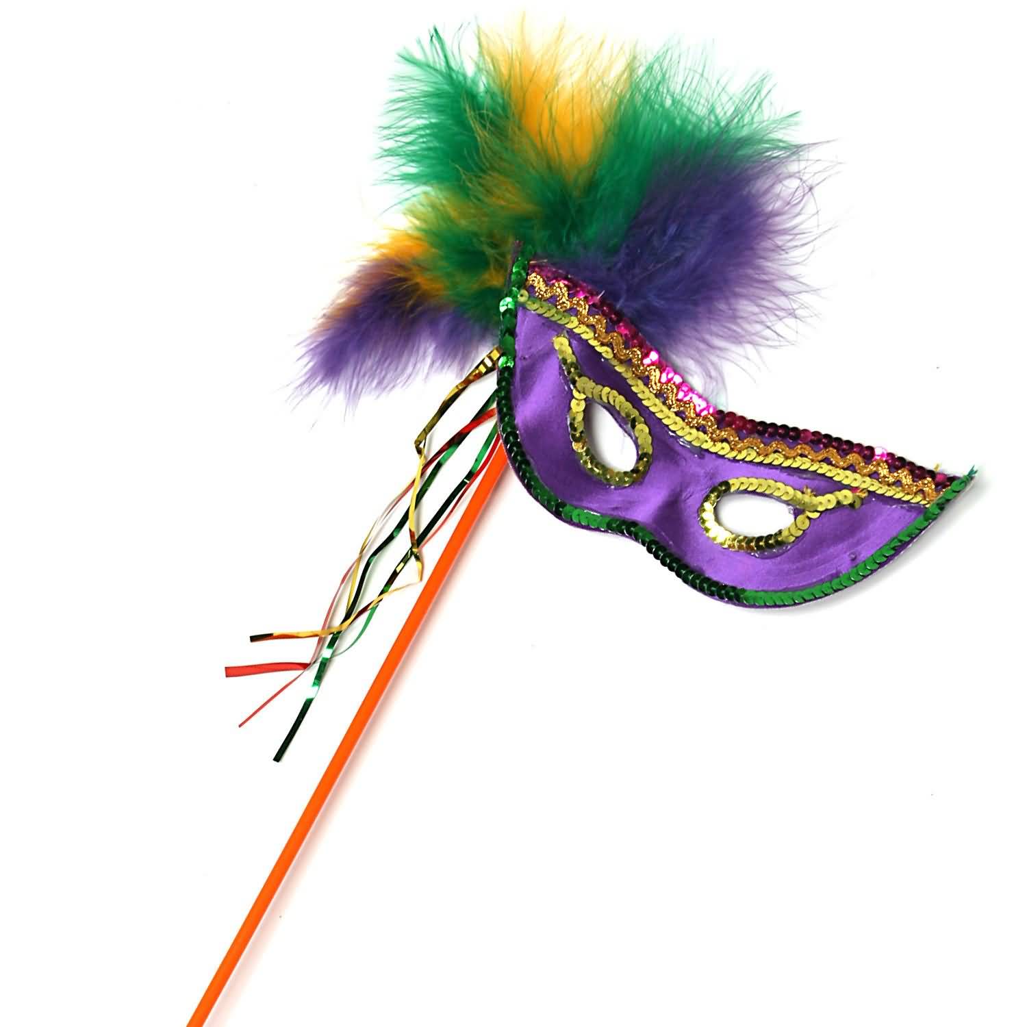 Mardi Gras Eye Mask With Stick Handle