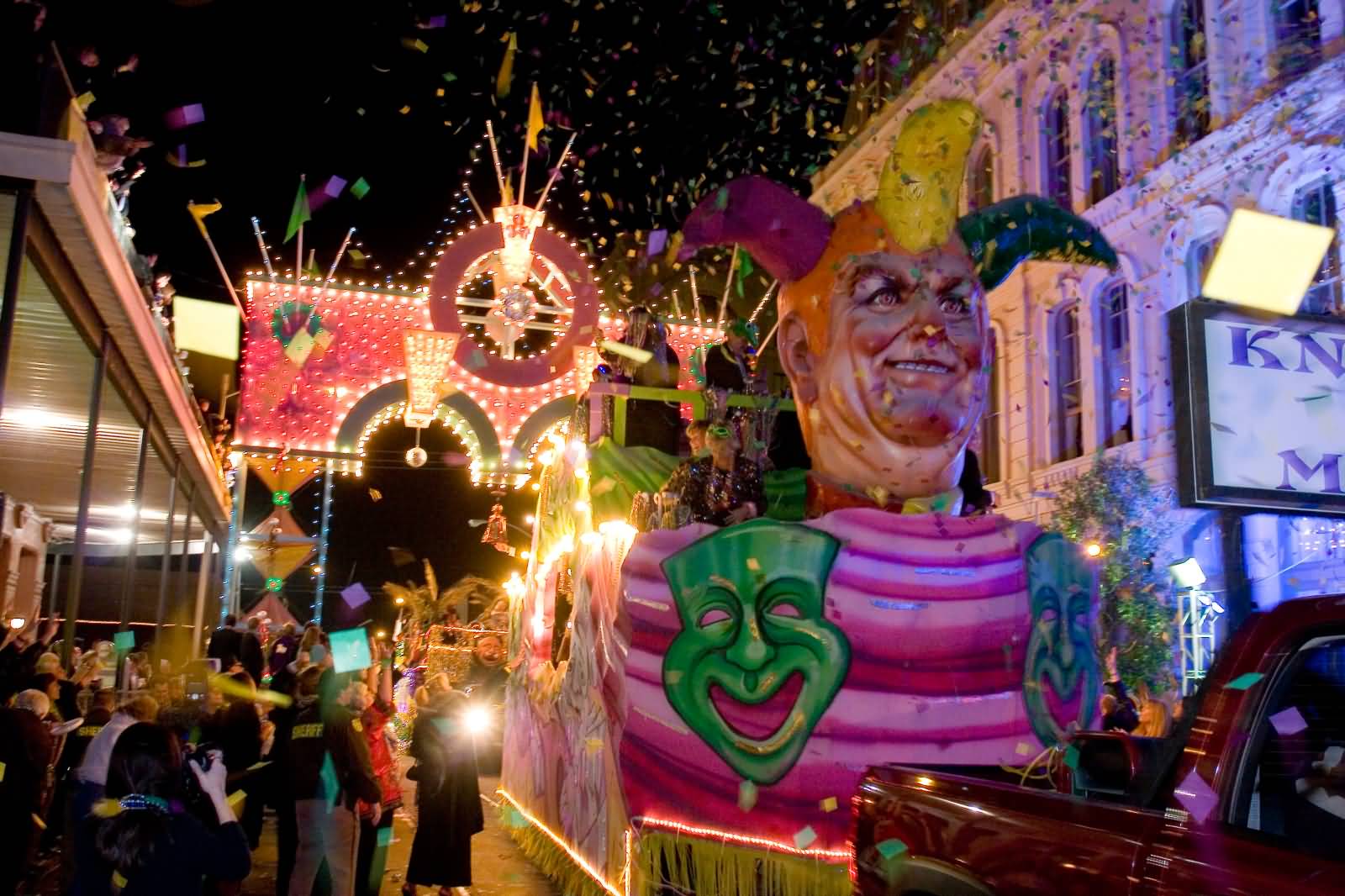 Mardi Gras Mask Float During Parade