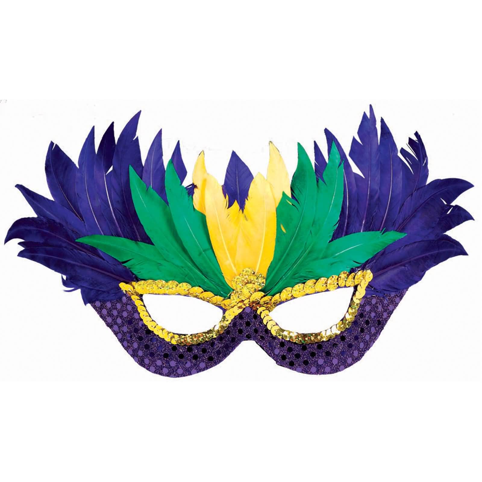 Mardi Gras Mask With Colorful Feathers