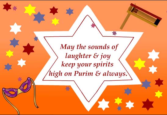May The Sounds Of Laughter & Joy Keep Your Spirits High On Purim & Always Star Greeting Card