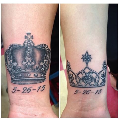 Memorial Matching Crown Tattoos On Wrist