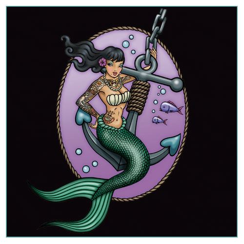 Mermaid Anchor Tattoo Design Idea