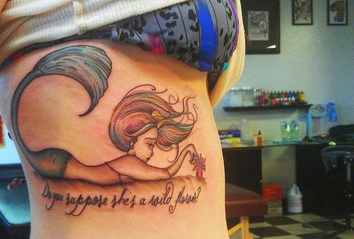Mermaid Girl Tattoo On Side Rib