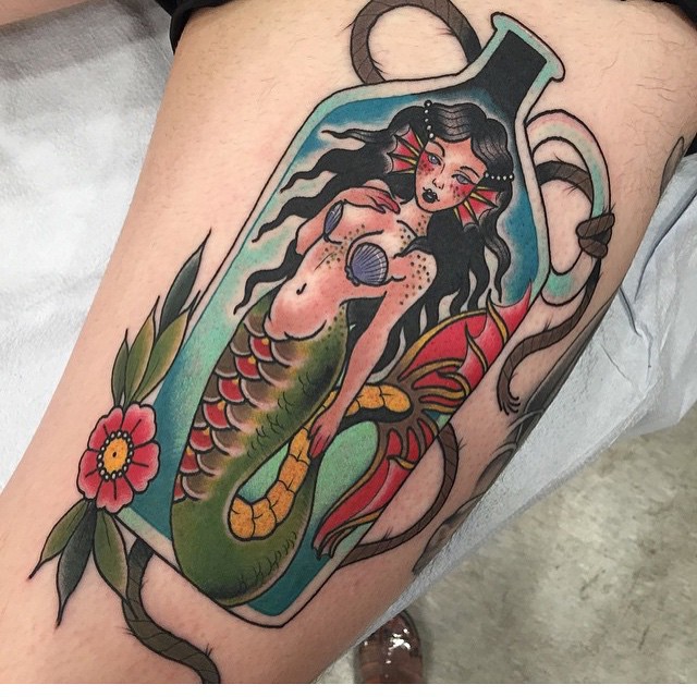 Mermaid In A Glass Jar Tattoo
