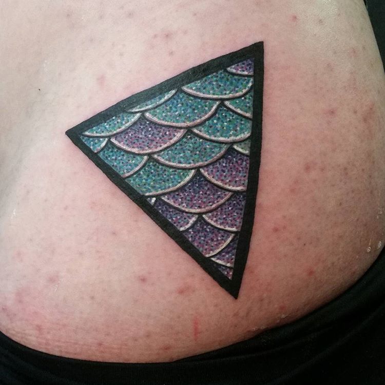 Mermaid Scale In Triangle Tattoo