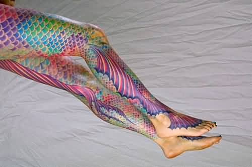 Mermaid Scale Tattoo On Full Legs