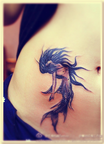 Mermaid Tattoo On Girl Right Hip