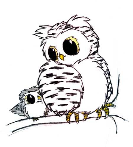 Mom Owl And Baby Owl Tattoo Design