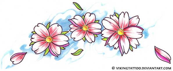 Nice Cherry Blossom Flowers Tattoo Design
