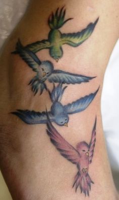 Nice Flying Birds Tattoo On Ankle