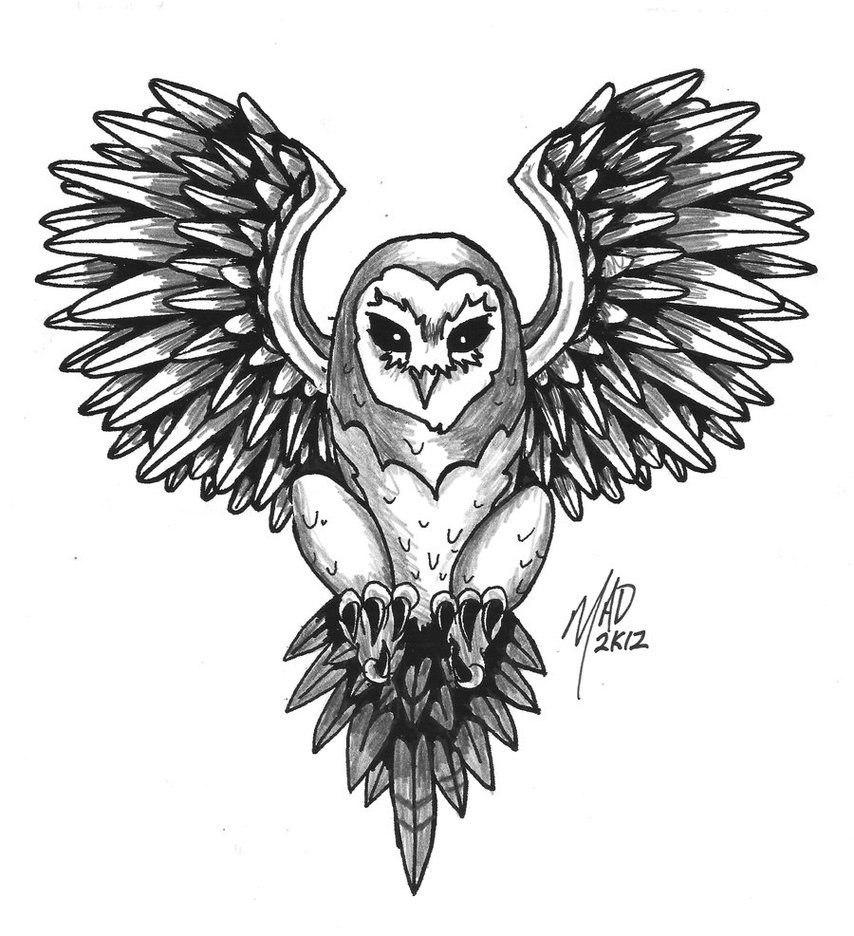 Nice Flying Owl Tattoo Design Idea