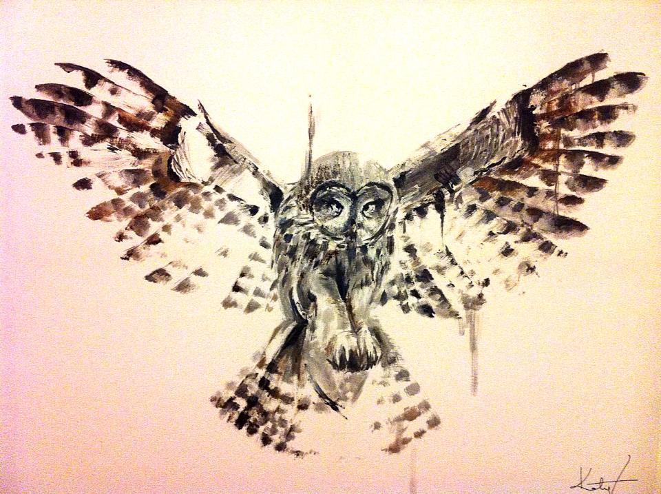 Nice Flying Owl Tattoo Design Sample
