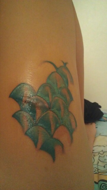 Nice Green Ink Mermaid Scale Tattoo