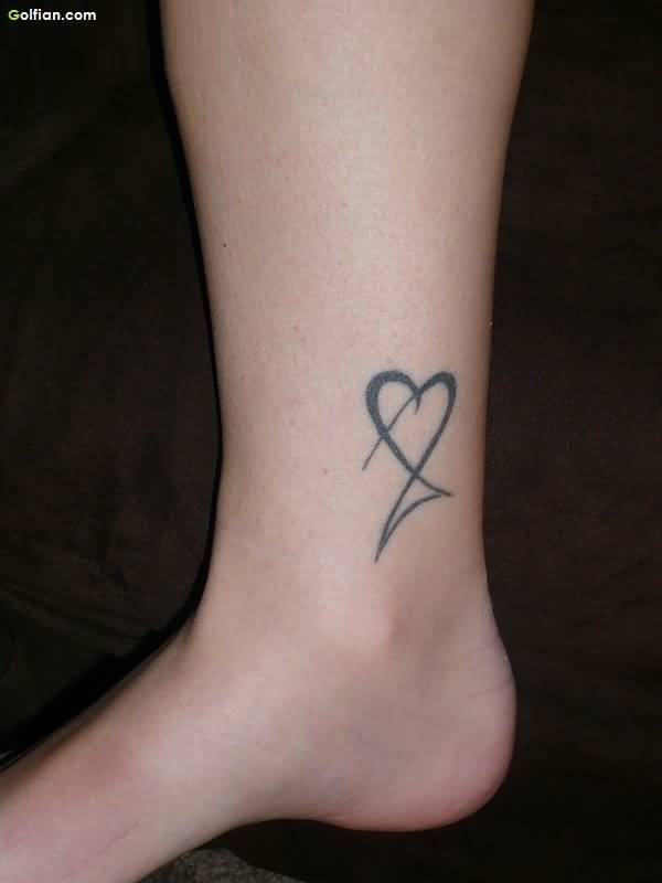 Nice Heart Ankle Tattoo Idea For Girls