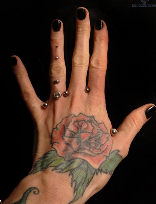 Nice Rose Tattoo On Left Hand For Women
