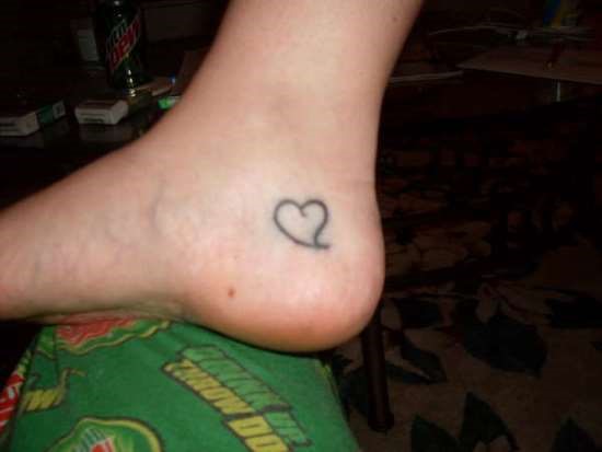 Nice Small Heart Ankle Tattoo