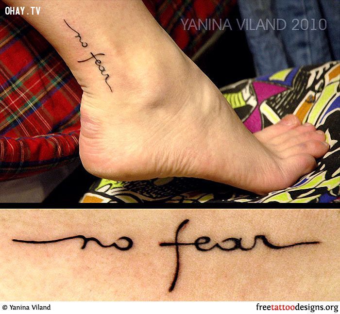 No Fear Words Tattoo On Ankle