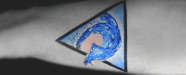 Ocean Wave In Triangle Tattoo Design For Arm