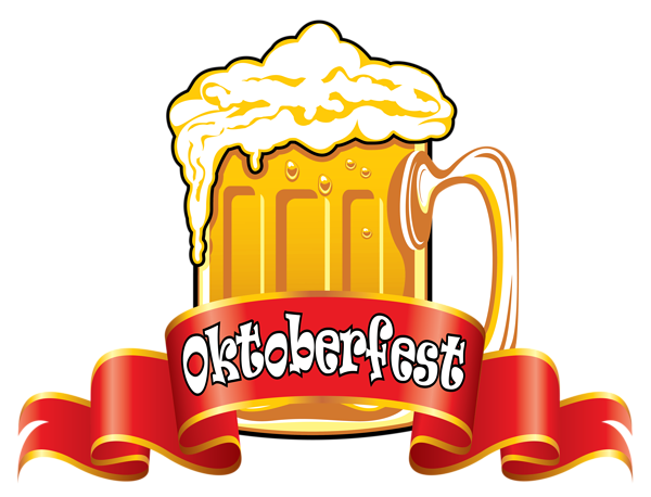 Oktoberfest Red Banner With Beer Mug Clipart