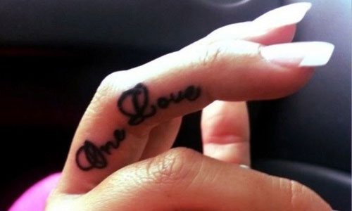 One Love Side Finger Tattoo For Girls