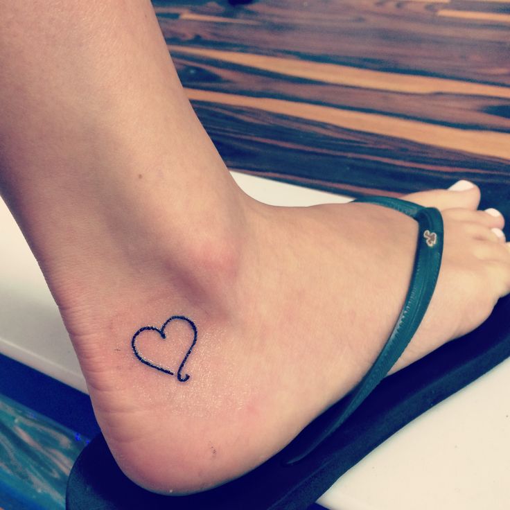 Outline Heart Ankle Tattoo Image