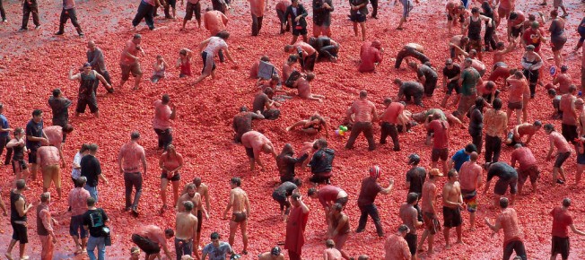 People Celebrating La Tomatina Festival Picture
