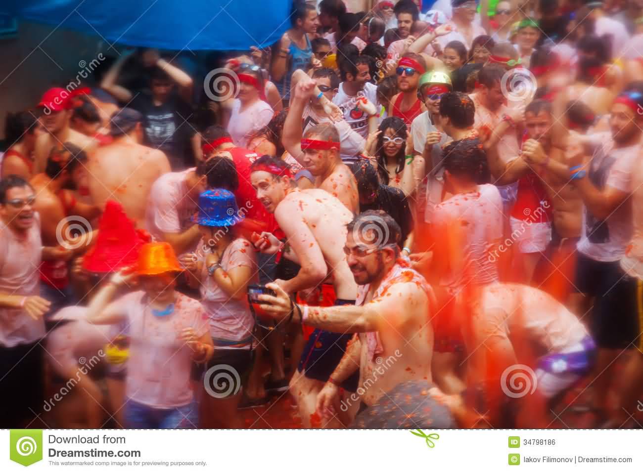 People During La Tomatina Festival
