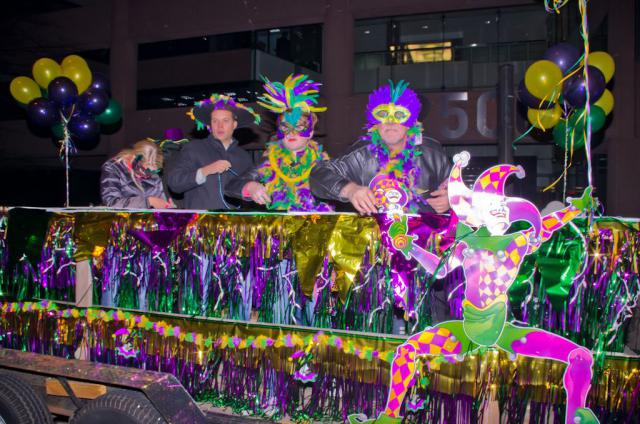People In Float During Mardi Gras Parade