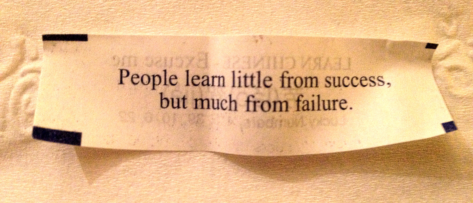 People learn little from success, but much from failure