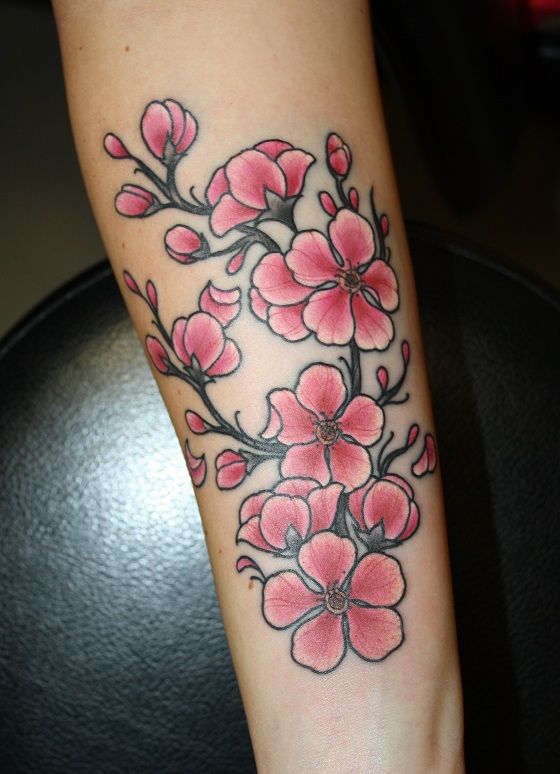 Pink Flowers Cherry Blossom Tattoo
