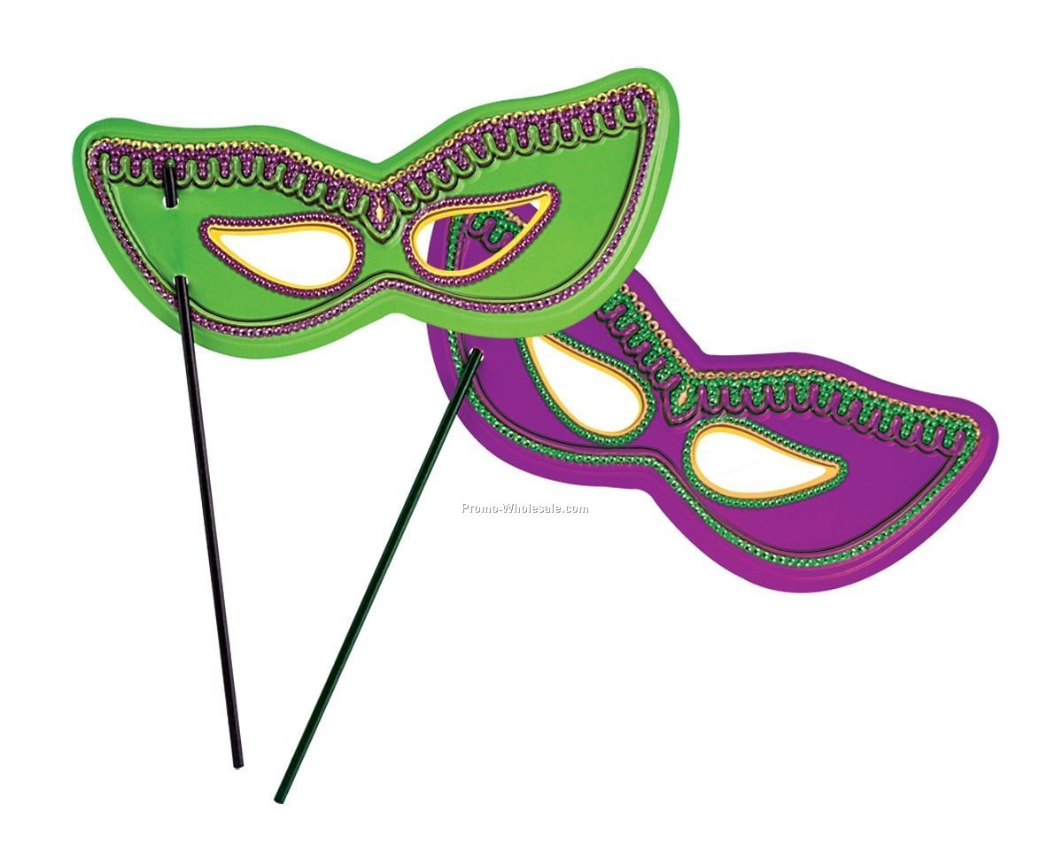 Plastic Mardi Gras Eye Masks With Stick Handles