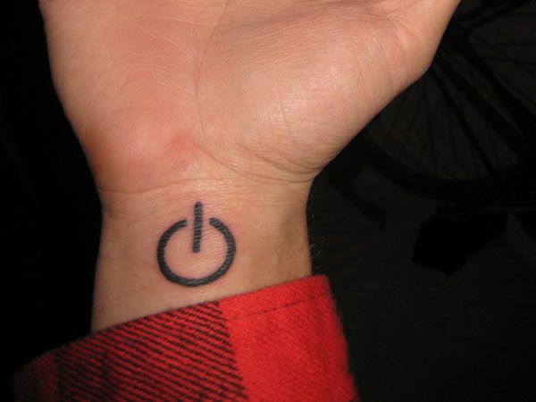 Power Button Symbol Wrist Tattoo For Men