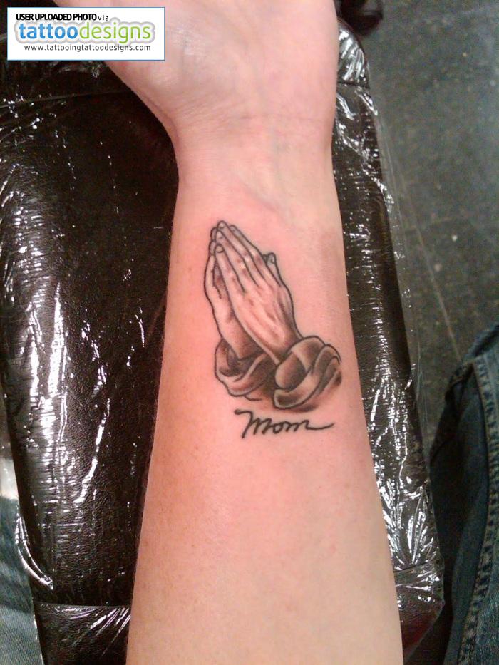 Praying Hands Mom Memorial Wrist Tattoo For Men
